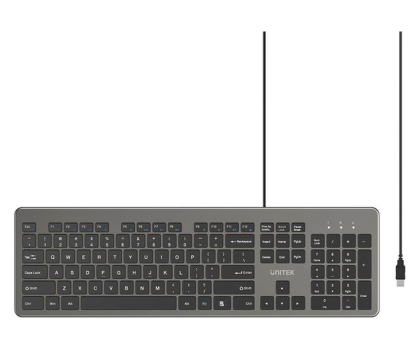 Klawiatura Unitek SlimTap Lekka klawiatura przewodowa szara